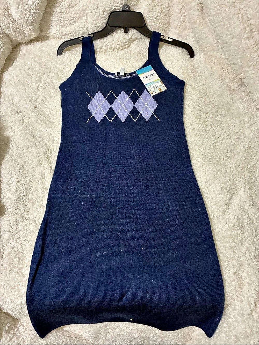 Cabana by Crown & Ivy Sweater Tank Dress Girls Argyle Dress in Blue & Purple NWT